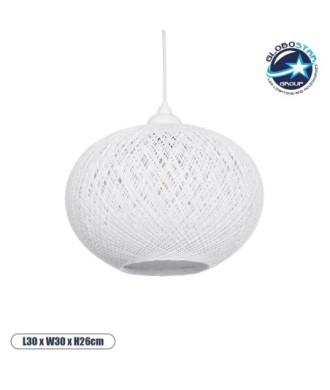 GLOBOSTAR® SOLEI 205-0008 Boho Κρεμαστό Φωτιστικό Οροφής με Ντουί 1 x E27 AC 220-240V IP20 - Λευκό - M30 x Π30 x Υ26cm